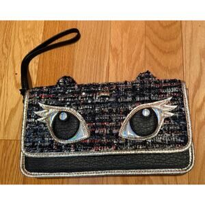 Juicy Couture Cat Eyes Ears Clutch Bag Wristlet Sequin Tweed Purse Fashion Style